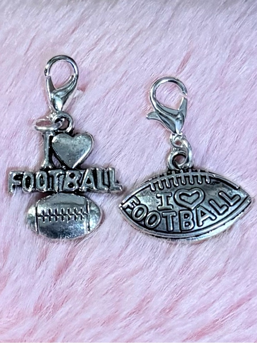 I Love Football Clip On Dangle Charm Set